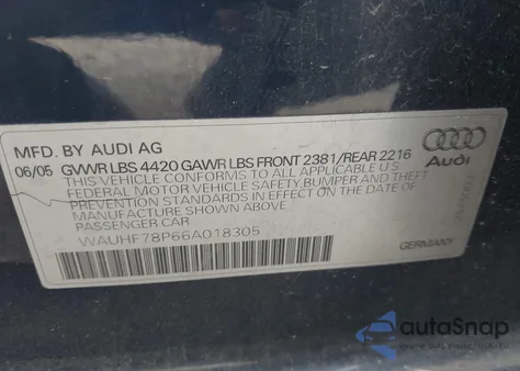2006 Audi A3 2.0T из США, поврежденный, VIN WAUHF78P66A018305